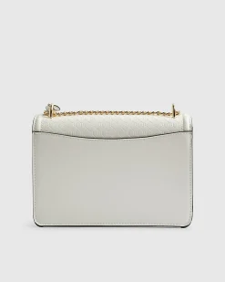 White Tab Front Chain Strap Shoulder Bag