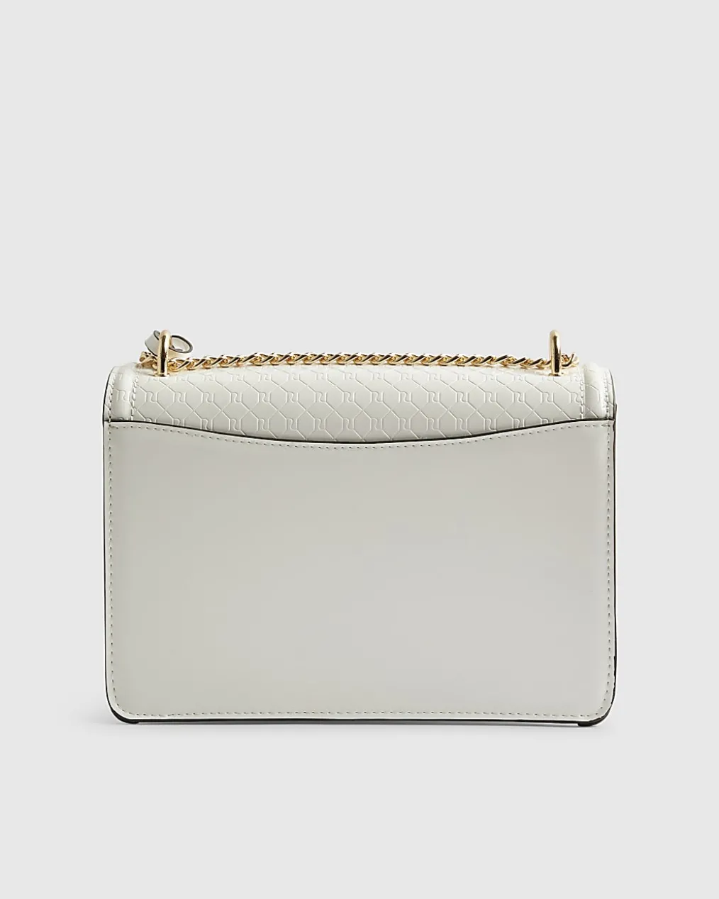 White Tab Front Chain Strap Shoulder Bag