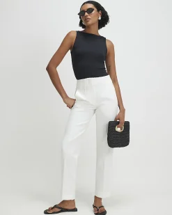 White Tailored Cigarette Trousers