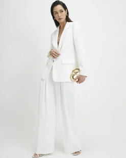 White Tailored Wide Leg Trousers
