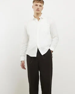 White Textured Cross Hatch Long Sleeve Shirt