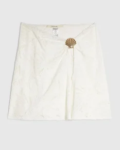 White Textured Gold Detail Sarong