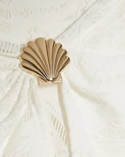 White Textured Gold Detail Sarong