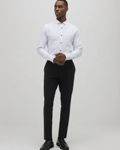 White Textured Muscle Fit Long Sleeve Shirt