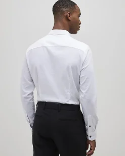White Textured Muscle Fit Long Sleeve Shirt