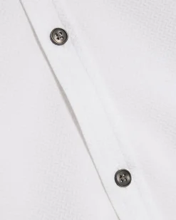 White Textured Muscle Fit Long Sleeve Shirt