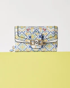 White Tile Print Flap Purse