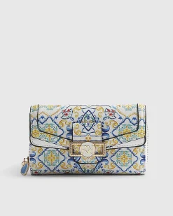 White Tile Print Flap Purse