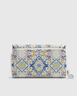 White Tile Print Flap Purse