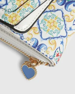 White Tile Print Flap Purse