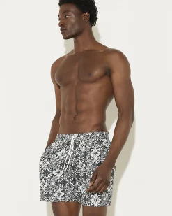 White Tile Print Swim Shorts
