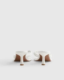 White Toe Thong Mid Heeled Sandals