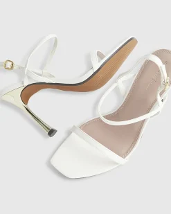White Wide Fit Open Back Heeled Sandals