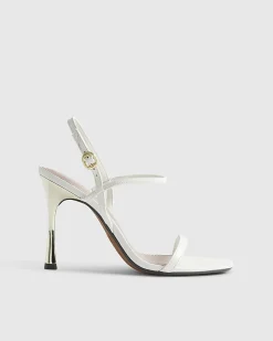 White Wide Fit Open Back Heeled Sandals