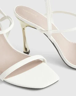 White Wide Fit Open Back Heeled Sandals