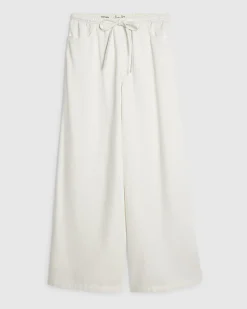 White Wide leg Drawstring Jeans