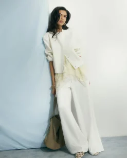 White Wide leg Drawstring Jeans