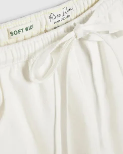 White Wide leg Drawstring Jeans