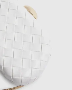 White Woven Hard Shell Clutch Bag