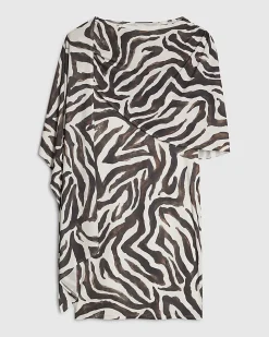 White Zebra Print Asymmetric Cape Dress
