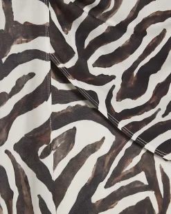 White Zebra Print Asymmetric Cape Dress