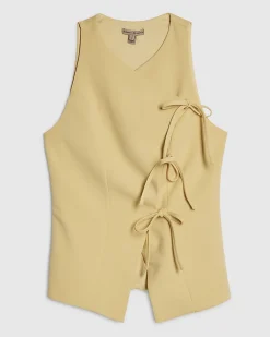 Yellow Asymmetric Bow Tie Front Waistcoat