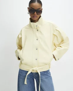 Yellow Batwing Low Belt Bomber Jacket