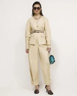 Yellow Collarless Blazer
