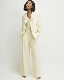 Yellow Cotton Cinched Blazer