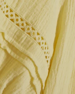 Yellow Cotton Frill Collar Pintuck Blouse
