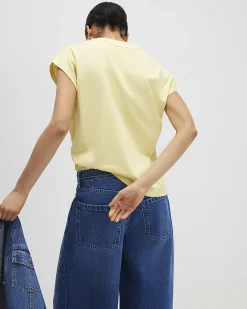 Yellow Cotton Grown On Sleeve T-Shirt