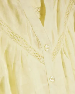 Yellow Cotton Lace Button Through Blouse