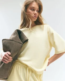 Yellow Cotton Short Sleeve Loopback T-shirt
