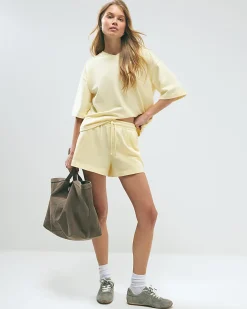 Yellow Cotton Short Sleeve Loopback T-shirt