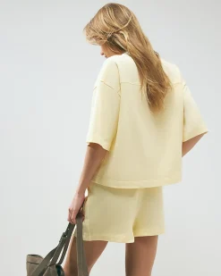 Yellow Cotton Short Sleeve Loopback T-shirt