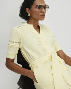 Yellow Cotton Textured Playsuit