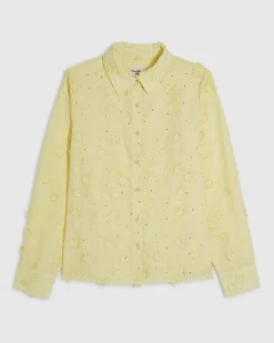 Yellow 3D Floral Embellished Shirt