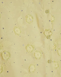 Yellow 3D Floral Embellished Shirt