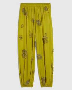 Yellow Embellished Balloon Trousers