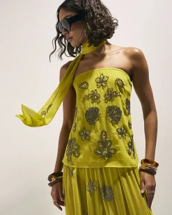 Yellow Embellished Bandeau Top