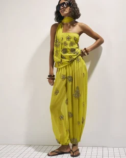 Yellow Embellished Bandeau Top