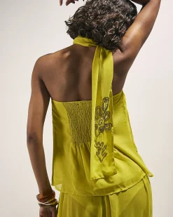 Yellow Embellished Bandeau Top