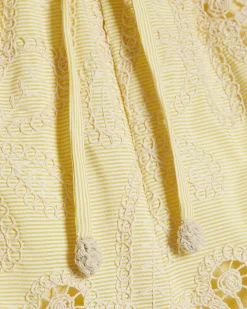 Yellow Embroidered Crochet Shorts