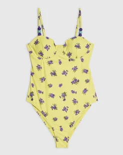 Yellow Floral Underwired Swimsuit