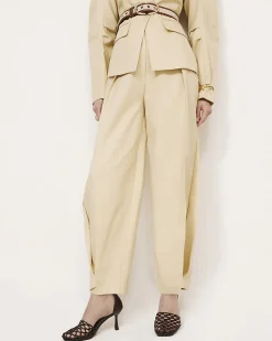 Yellow High Waisted Tapered Trousers