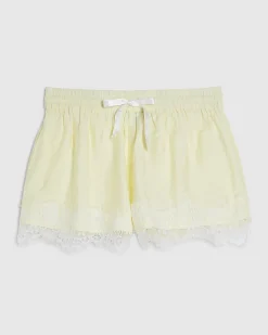 Yellow Lace Trim Shorts