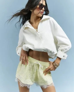Yellow Lace Trim Shorts