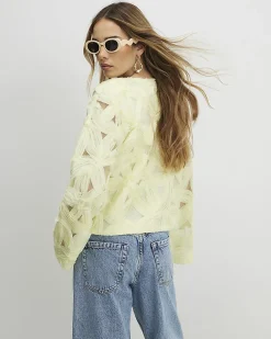 Yellow Long Sleeve 3D Floral Jacket