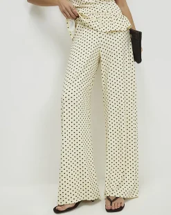 Yellow Polka Dot Wide Leg Trousers