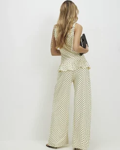 Yellow Polka Dot Wide Leg Trousers
